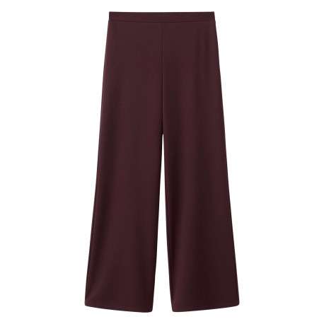 Pantalon costume bordeaux uni avec une coupe droite et une taille élastiquée