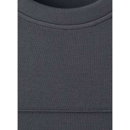 Sweat bleu gris uni en maille piquée avec une coupe droite et un col rond - Image 6