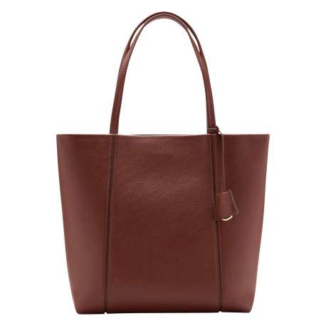 Sac shopping chocolat uni en simili cuir avec 2 grandes anses