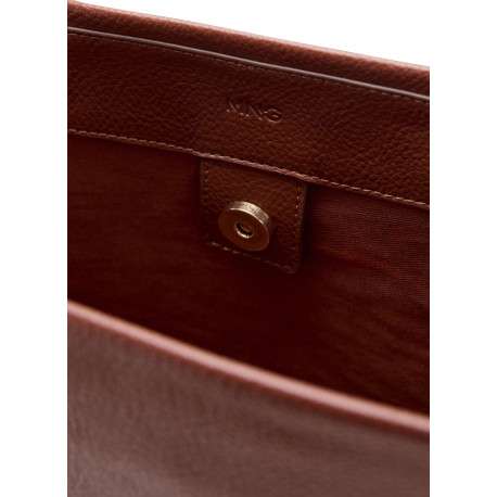 Sac shopping chocolat uni en simili cuir avec 2 grandes anses - Image 3
