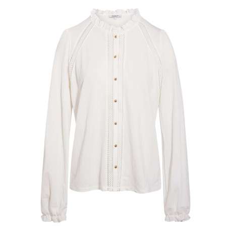 Chemisier blanc uni avec une coupe droite et des manches longues