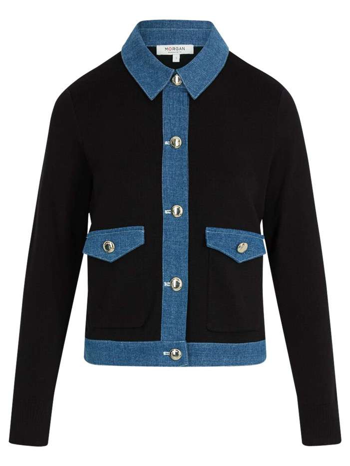 Gilet en coton noir uni...