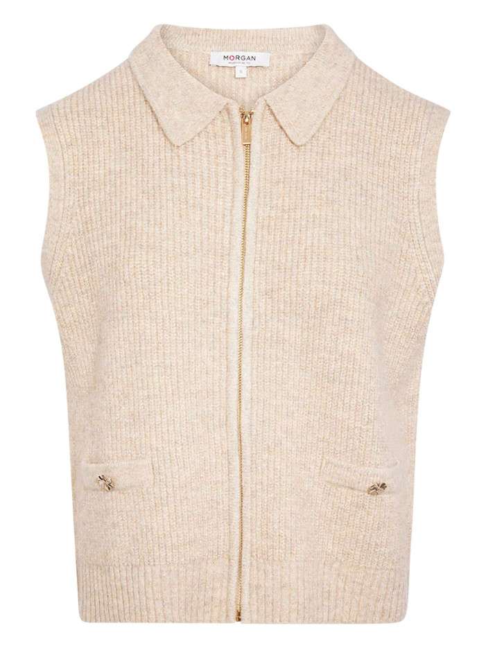 Gilet beige uni avec une...