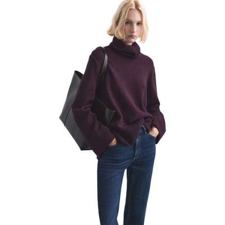 Jean 7/8 en coton indigo uni avec une coupe mom et une taille haute - Image 5