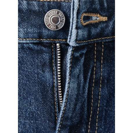 Jean 7/8 en coton indigo uni avec une coupe mom et une taille haute - Image 6