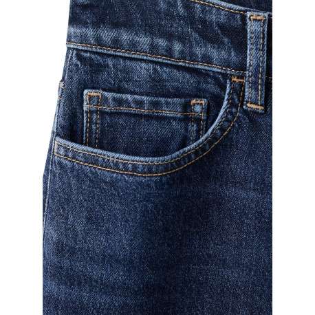 Jean 7/8 en coton indigo uni avec une coupe mom et une taille haute - Image 7