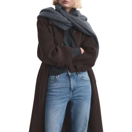 Jean 7/8 en coton bleu uni avec une coupe mom et une taille haute - Image 5