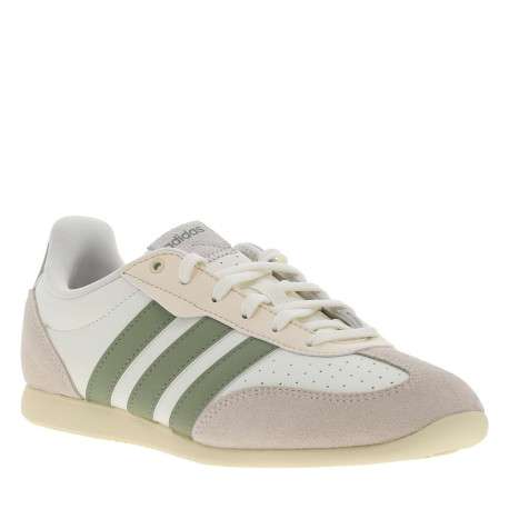 Baskets tennis kaki avec un talon plat et des lacets plats écrus - Image 3