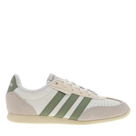 Baskets tennis kaki avec un talon plat et des lacets plats écrus - Image 2