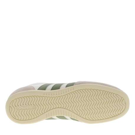 Baskets tennis kaki avec un talon plat et des lacets plats écrus - Image 5
