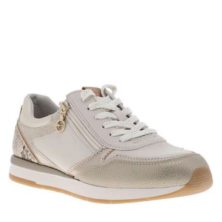 Baskets running ivoire à talon plat et une fermeture lacets et zippée - Image 3