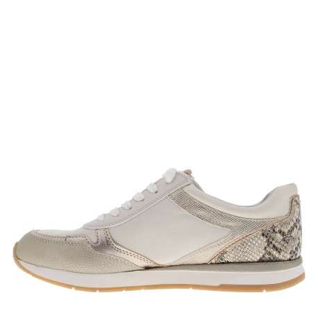 Baskets running ivoire à talon plat et une fermeture lacets et zippée