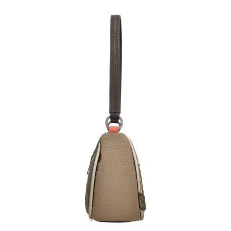 Sac beige à imprimé avec une bandoulière réglable et un anse - Image 5