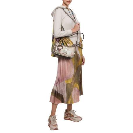 Sac beige à imprimé avec une bandoulière réglable et un anse - Image 7