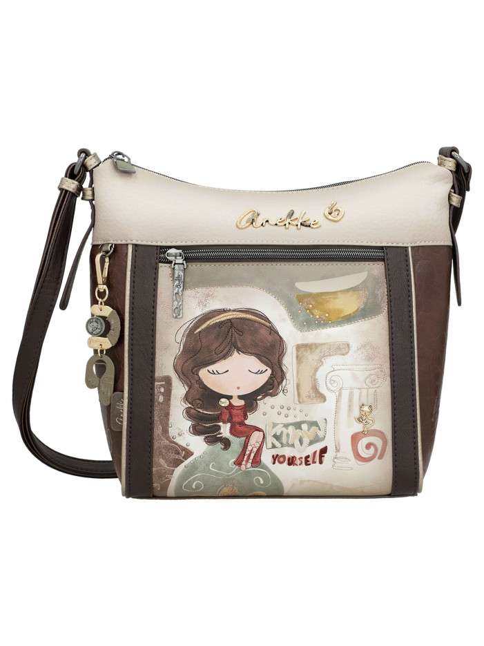 Sac porte épaule beige avec...