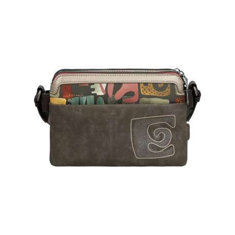 Sac beige à imprimé avec une bandoulière réglable et 2 compartiments - Image 2