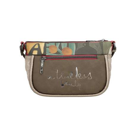 Sac beige à imprimé avec une bandoulière ajustable et un zip - Image 2