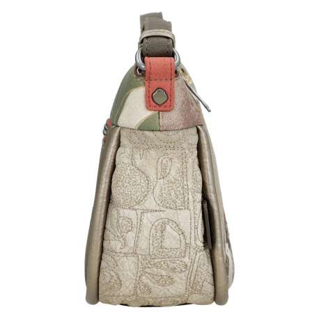 Sac beige à imprimé avec une bandoulière ajustable et un zip - Image 3