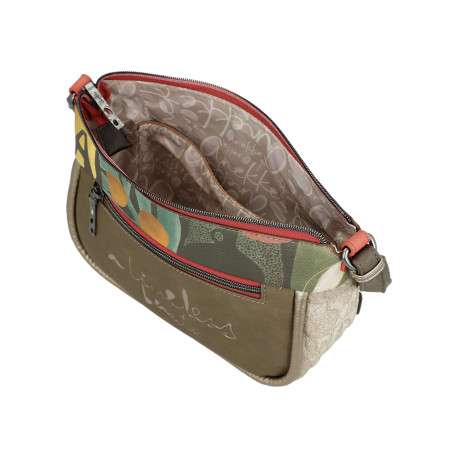 Sac beige à imprimé avec une bandoulière ajustable et un zip - Image 6