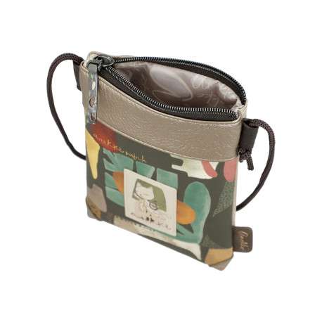 Pochette beige avec des imprimés et bandoulière en cordon tressé - Image 6