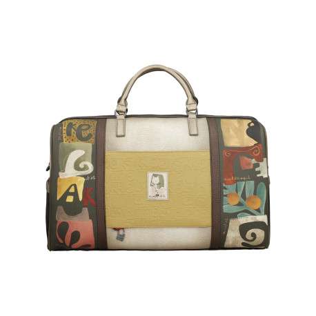 Sac weekender beige à imprimé avec deux anses et une bandoulière - Image 2