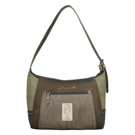 Sac porte épaule kaki avec des imprimés et une anse réglable - Image 2