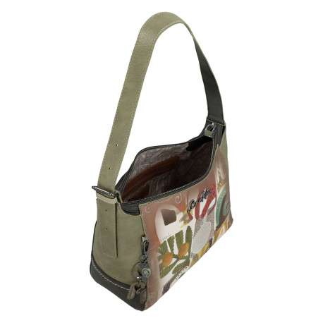 Sac porte épaule kaki avec des imprimés et une anse réglable - Image 4