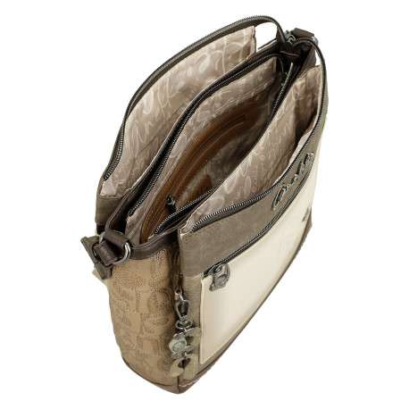 Sac beige avec des imprimés et avec une bandoulière réglable - Image 5