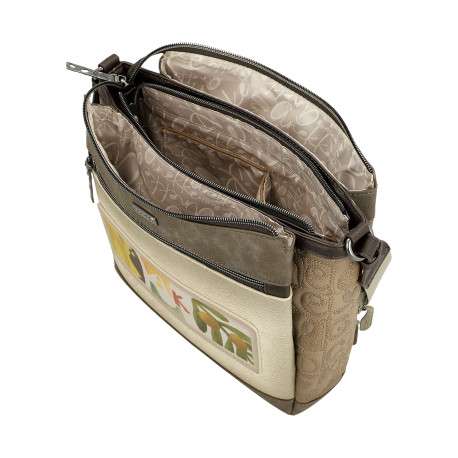 Sac beige avec des imprimés et avec une bandoulière réglable - Image 6