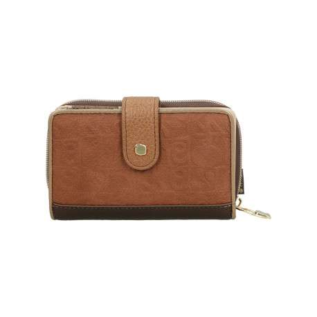 Portefeuille beige avec des imprimés et une fermeture à zip - Image 2