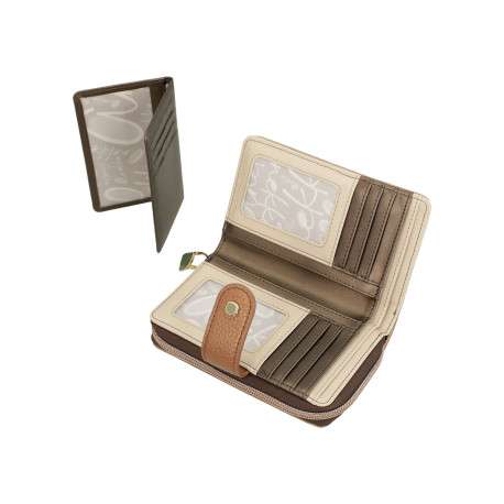 Portefeuille beige avec des imprimés et une fermeture à zip - Image 6