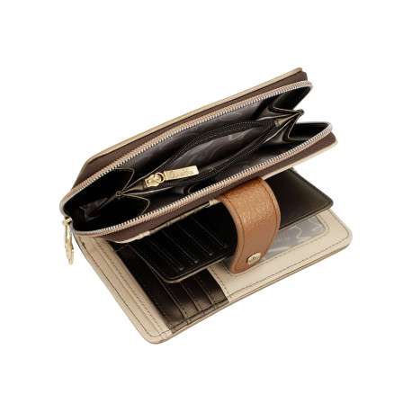 Portefeuille beige avec des imprimés et une fermeture à zip - Image 7