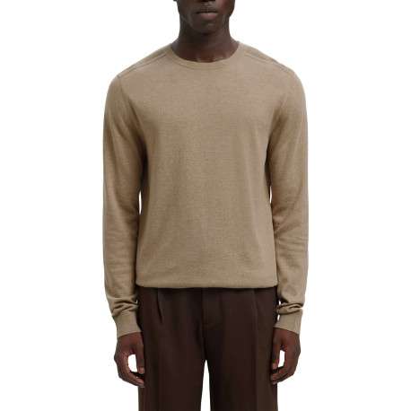 Pull en coton beige uni avec une coupe droite et des manches longues - Image 2