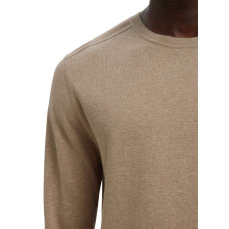 Pull en coton beige uni avec une coupe droite et des manches longues - Image 5