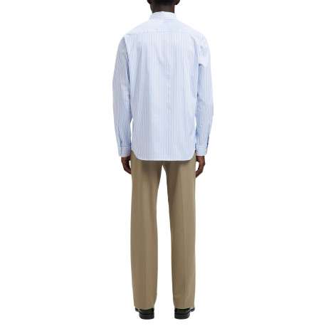 Chemise bleue à rayures avec un col boutonné et des manches longues - Image 3