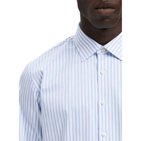 Chemise bleue à rayures avec un col boutonné et des manches longues - Image 4