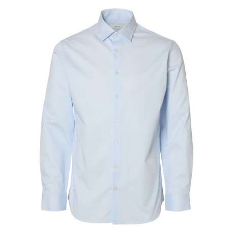 Chemise blanche unie avec un col boutonné et des manches longues