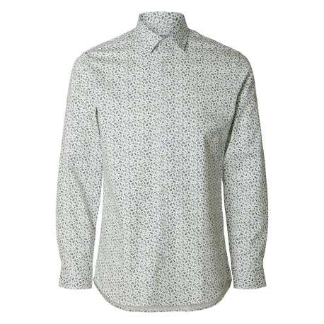 Chemise ciel à motifs avec une coupe ajustée et des manches longues