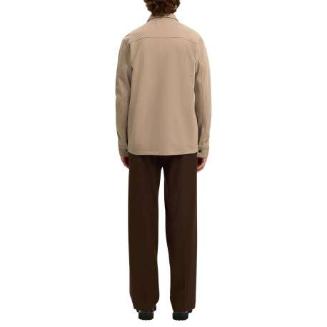 Surchemise beige uni avec un col boutonné et des manches longues - Image 4