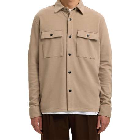 Surchemise beige uni avec un col boutonné et des manches longues - Image 5