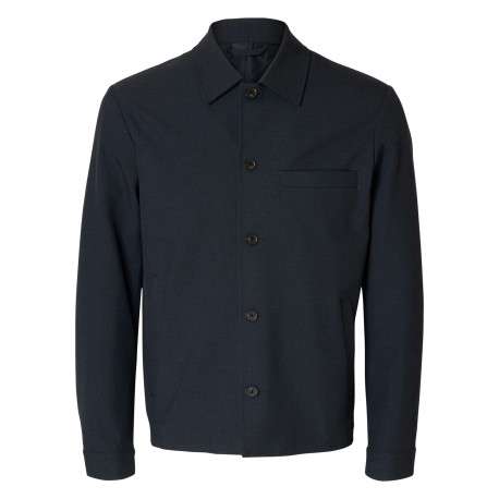 Surchemise marine uni avec une coupe ajustée et des manches longues