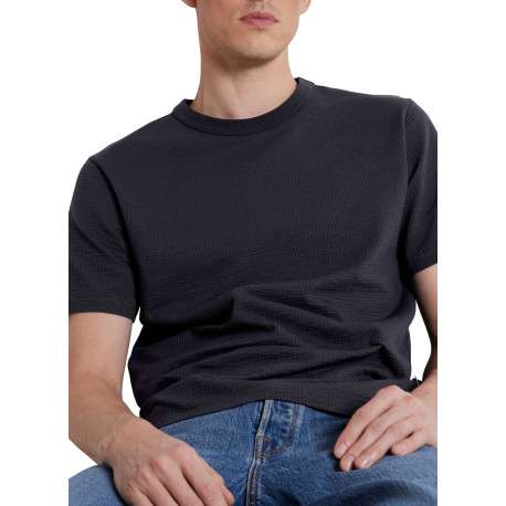 T-shirt en coton biologique marine uni avec une coupe droite - Image 6