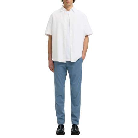 Pantalon Chino en coton biologique bleu uni avec une coupe slim - Image 3
