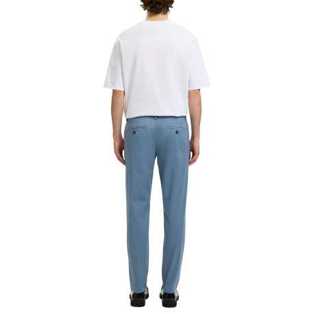 Pantalon Chino en coton biologique bleu uni avec une coupe slim - Image 4