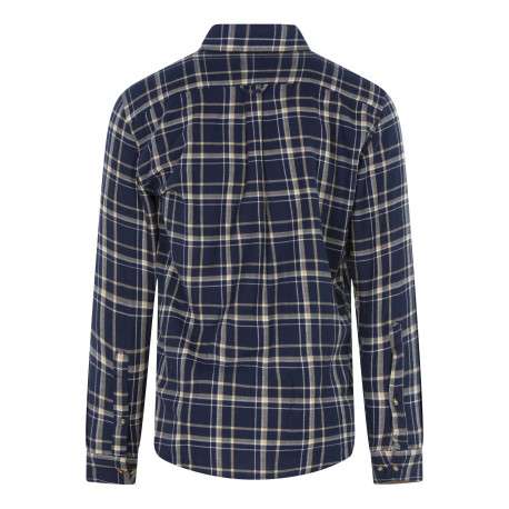 Chemise en coton bleue à carreaux avec une coupe droite et un col à rabats - Image 2