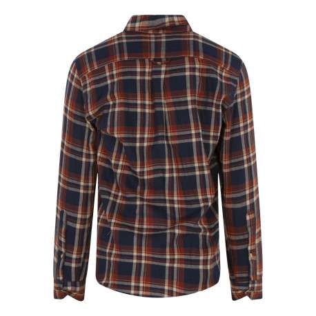 Chemise en coton rouille à carreaux avec une coupe droite et un col à rabats - Image 2