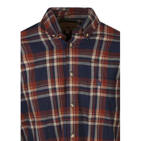 Chemise en coton rouille à carreaux avec une coupe droite et un col à rabats - Image 3