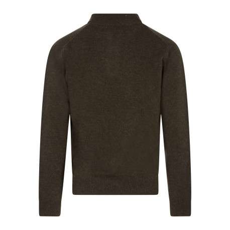 Pull Lambswool en laine marron en maille grattée avec un col camionneur - Image 2