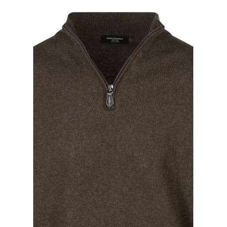 Pull Lambswool en laine marron en maille grattée avec un col camionneur - Image 3
