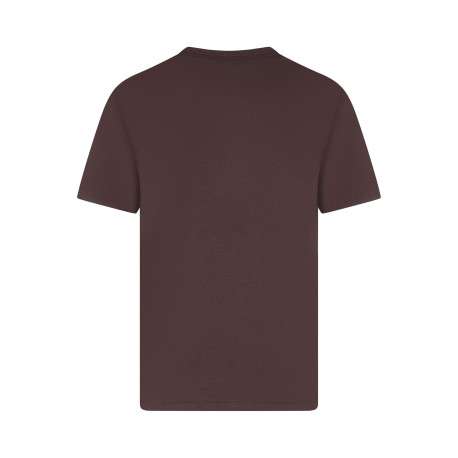 T-shirt en coton brun uni avec un imprimé sur la poitrine et une coupe droite - Image 2